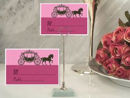 Metal Place Card Holder with Pink Coach Design Card