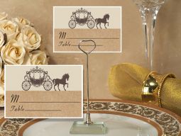 Metal Place Card Holder with Rustic Coach Design Card