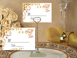 Metal Place Card Holder with Fall In Love Design Card