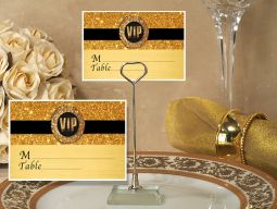 Metal Place Card Holder with Gold Vip Design Card
