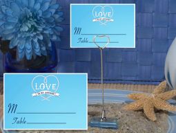 Metal Place Card Holder with Blue Love Is My Anchor Design Card