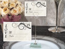 Metal Place Card Holder with Stylish Love Design Card