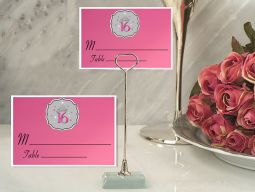 Metal Place Card Holder with Sweet 16 Design Card