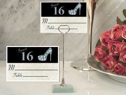 Metal Place Card Holder with Stylish Sweet 16 Design Card