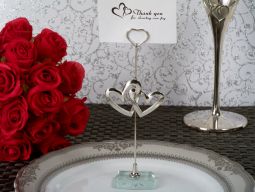 Two Hearts Become One Silver Place Card Holder