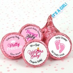 Baby Girl Personalized "It's A Girl" Plume Hershey's Kisses