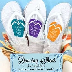 Wedding Flip Flops with Personalized Flip Flop Tag - Set of 16 (White)