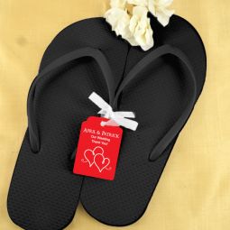 Wedding Flip Flops with Personalized Tag - Set of 16 (Black)