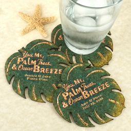 Personalized Palm Leaf Cork Coaster
