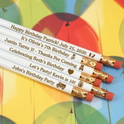 Kids Birthday White Pencils (Set of 12)