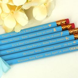 Personalized Baby Blue Pencils (Set of 12)