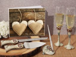 Rustic Hearts wedding accessory set