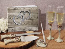Vintage two hearts become one wedding accessory set