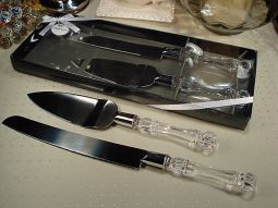 2pc Cake Server And Knife w/crystalline Handle