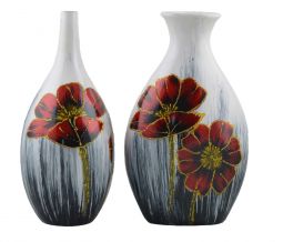 Flora Design Ten Inch Ceramic Vase Duet