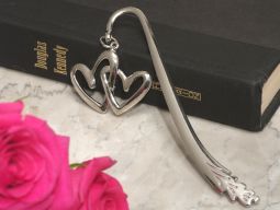 Silver Double heart bookmark