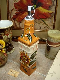 Ceramic Oil Bottle "sunflower" Design