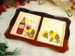 Two Section Dish Wine Pears Design