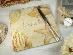Cheese board with knife Antique Beach Design