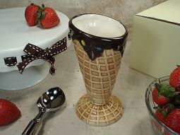 Ceramic Waffle Cone Ice Cream Cup