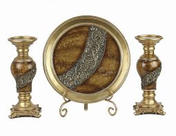 Monique Collection Four Piece Charger, Stand And Two Candlestick Set