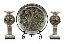 Alana Collection Four Piece Charger, Stand And Two Candlestick Set