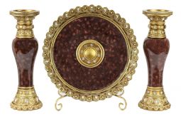 Kashmir Collection Four Piece Charger, Stand And Two Candlestick Set