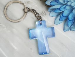 Blessed events Blue Cross keychain