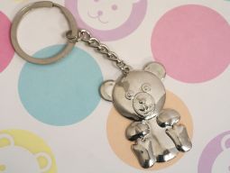 Silver teddy bear keychain
