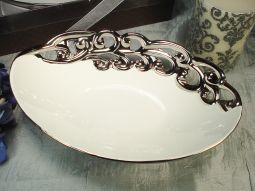 Silver White Collection Deep Oval Bowl