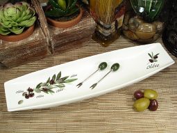Long Dish With Olive Design