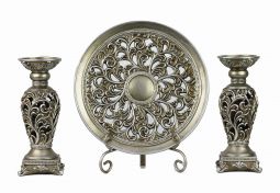 Lucrezia Collection Four Piece Charger, Stand And Two Candlestick Set