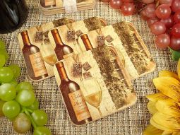 4pc wood cork coaster set Tuscan wine