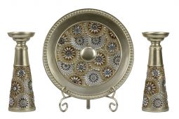 Venus Collection Four Piece Charger, Stand And Two Candlestick Set