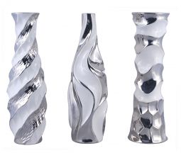 Varena Collection Silver White Three Vase Set