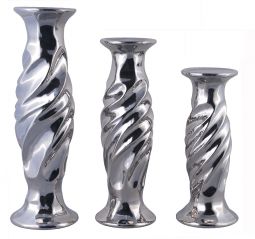 Rochelle Collection Silver Three Candle Holder Set