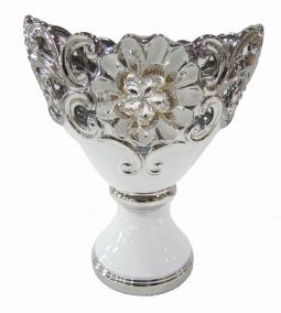 White Bling Design Footed Bowl