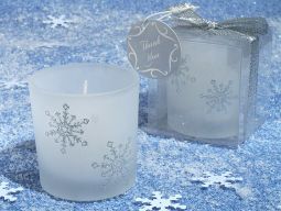 "Winter Wonderland" Frosted glass votive candle. IN STOCK