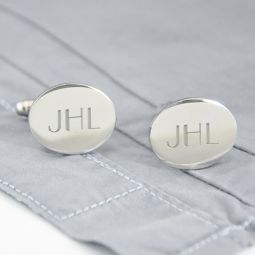 Silver Oval Cuff Links