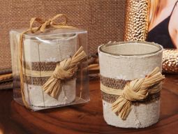 Rustic unique Burlap design candle holder out of stock untill 12/30