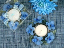 Elegant Frosted Blue Glass Flower Candle Holder Out of stock untill 12/30