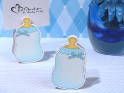 Blue Baby Bottle Place Card Holder