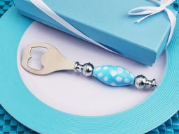 Murano bottle opener blue and white dot handle