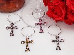 Dazzling Cross wine charms