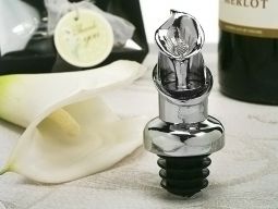 Elegant Chrome Calla lily wine pourer, bottle stopper combination.