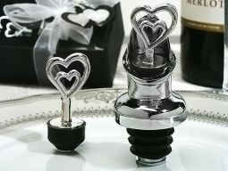 "Two hearts are better than one" Wine pourer, Bottle stopper combination.