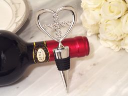 Unique Silver heart wine stopper with Cross design