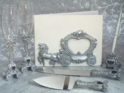 Elegant Silver Wedding coach 7 pc accessory set