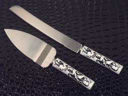 Stylish Damask collection Cake and Knife set