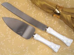 Classic Calla Lily Cake And Knife Server Set
